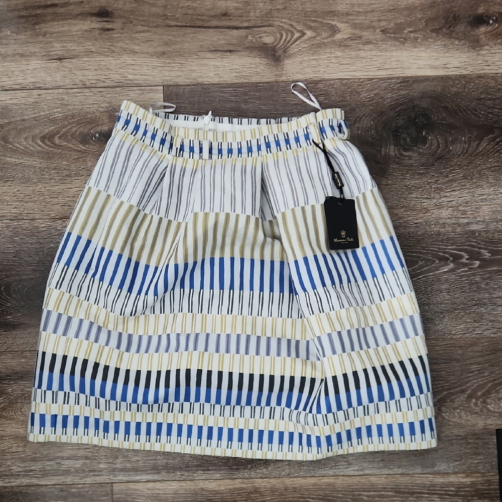 Massimo Dutti Blue and Tan Knee-Length Bubble Skirt